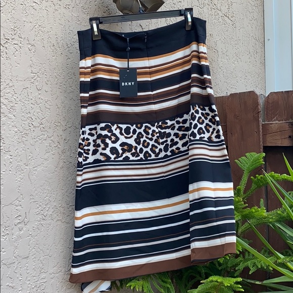 Dkny Mixed Animal Print Midi Asymmetrical Skirt - Picture 8 of 8